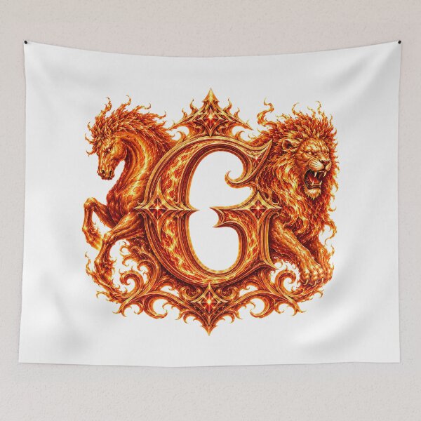 Item preview, Flameborn Zodiac: The Horse-Leo Inferno Letter G designed and sold by BlissBlvdShop.