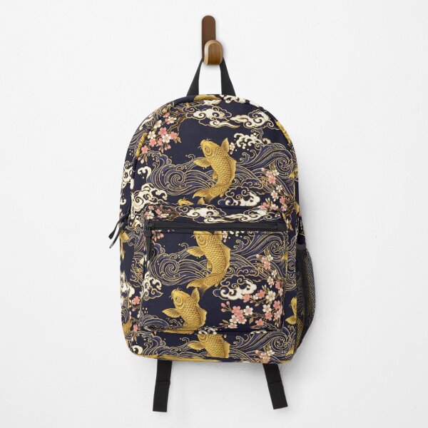Item preview, Golden Koi and Sakura Waves Silk Pattern designed and sold by ArtfulAlchemy1.