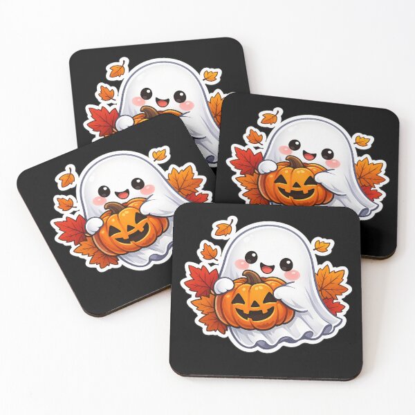 Item preview, Cute Pumpkin Ghost Hugging Jack O' Lantern Kawaii Autumn Halloween Sticker designed and sold by Moonlight Studio.