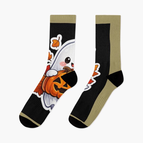 Item preview, Cute Pumpkin Ghost Hugging Jack O' Lantern Kawaii Autumn Halloween Sticker designed and sold by Moonlight Studio.