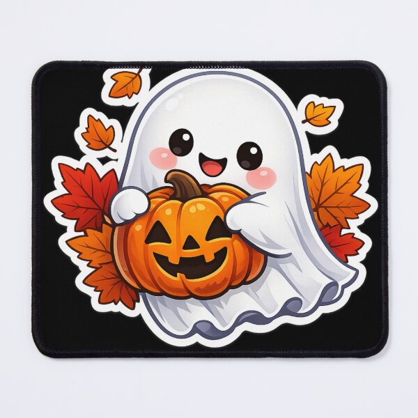 Item preview, Cute Pumpkin Ghost Hugging Jack O' Lantern Kawaii Autumn Halloween Sticker designed and sold by Moonlight Studio.