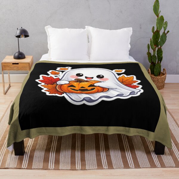 Item preview, Cute Pumpkin Ghost Hugging Jack O' Lantern Kawaii Autumn Halloween Sticker designed and sold by Moonlight Studio.