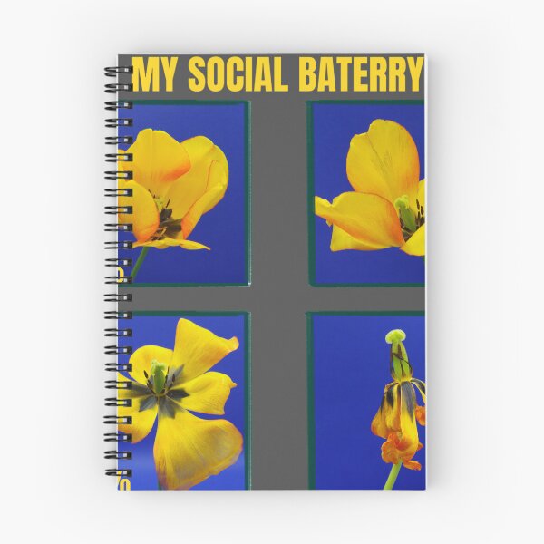 Item preview, My Social Battery Funny Yellow Tulip Flower Chart Introvert Meme designed and sold by JurateArt-DK.