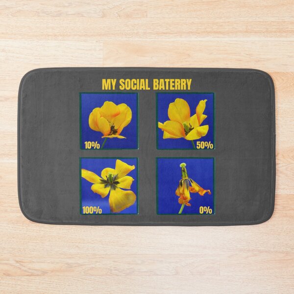 Item preview, My Social Battery Funny Yellow Tulip Flower Chart Introvert Meme designed and sold by JurateArt-DK.