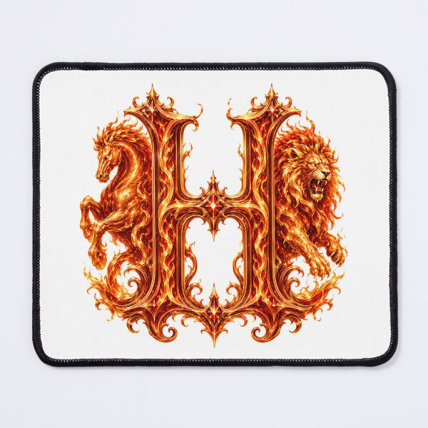 Item preview, Flameborn Zodiac: The Horse-Leo Inferno Letter H designed and sold by BlissBlvdShop.
