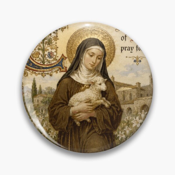 Item preview, Saint Clare of Assisi with Lamb and Kittens - Medieval Illuminated Manuscript designed and sold by Natalia-Vlad.
