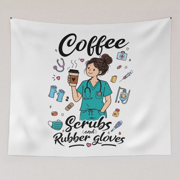Item preview, Nurse coffee lover doodle design for Healthcare workers designed and sold by messy-nessie.