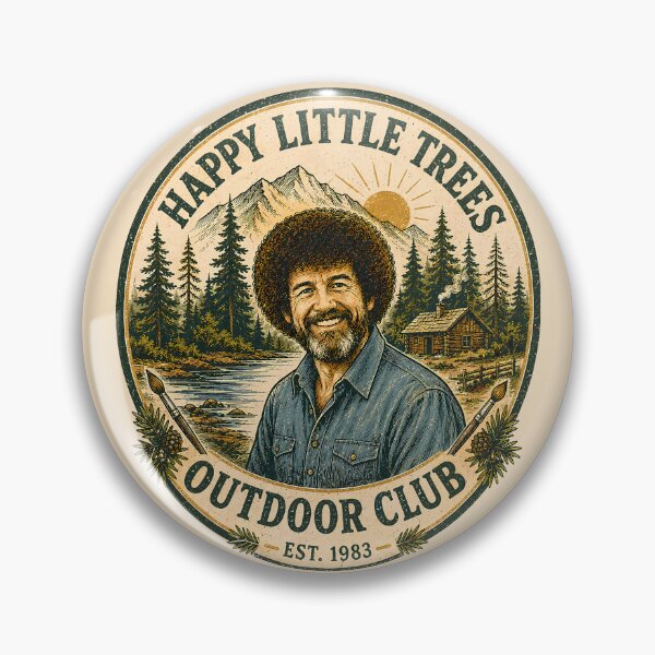 Item preview, Bob Ross Happy Little Trees Vintage Outdoor Club Badge designed and sold by karamram.