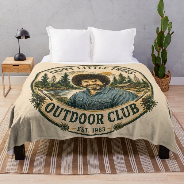 Item preview, Bob Ross Happy Little Trees Vintage Outdoor Club Badge designed and sold by karamram.