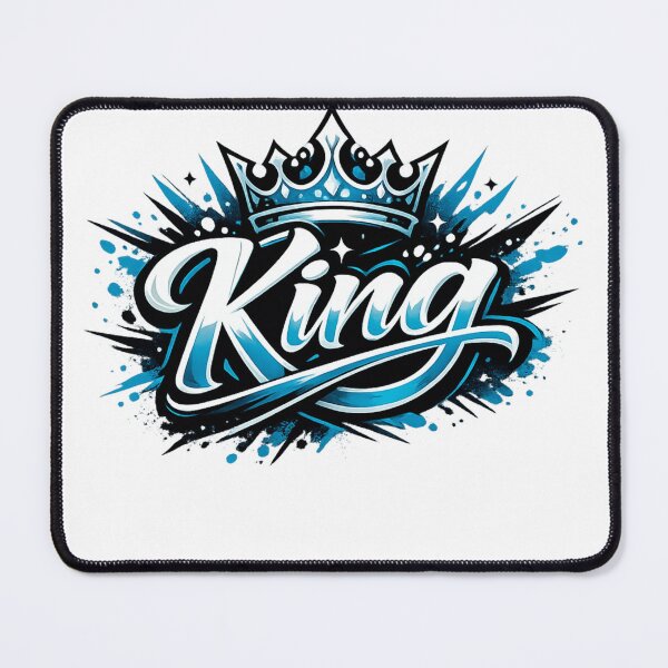 Item preview, King Typography Crown T-Shirt Design | White, Sea Blue & Black Streetwear Graphic | Transparent PNG designed and sold by Lifehackerplus1.