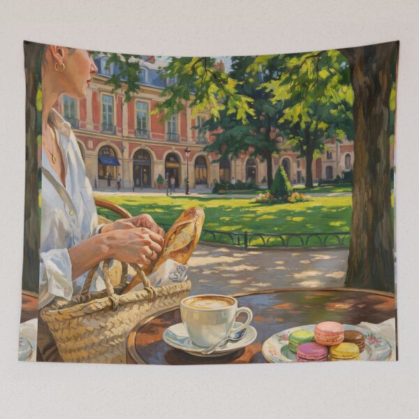 Item preview, arisian Morning in the Marais: Cafe, Baguette, and Macarons designed and sold by CARRAANN.