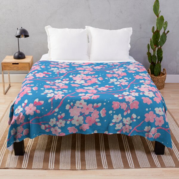 Item preview, Sakura Blossom Pattern. Elegant Japanese Flowers on Deep Blue Background designed and sold by AnGoArt.