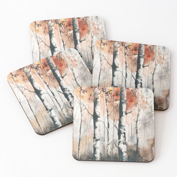 Item preview, Autumn Birch Forest Watercolor Landscape designed and sold by PeyronnelArt.