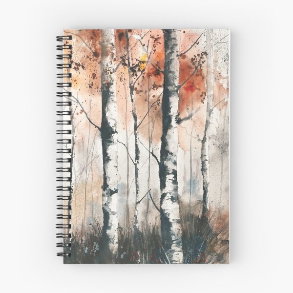 Item preview, Autumn Birch Forest Watercolor Landscape designed and sold by PeyronnelArt.