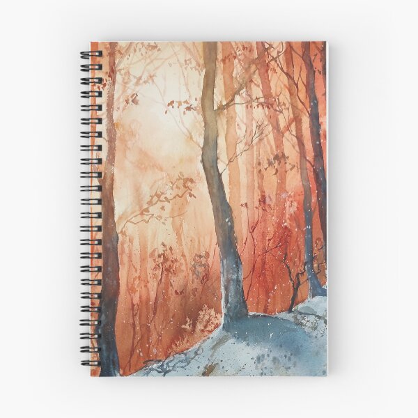 Item preview, Winter Forest Watercolor with Warm Sunset designed and sold by PeyronnelArt.