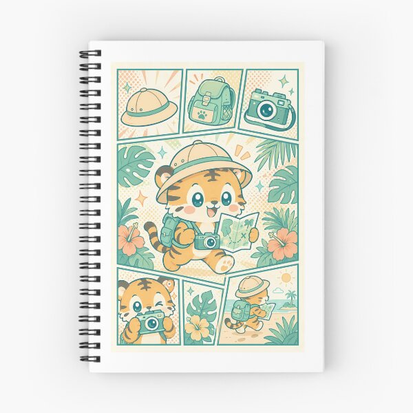 Item preview, Kawaii Tropical Explorer Tiger Cub Comic Panel designed and sold by Gift Phrase Studio.