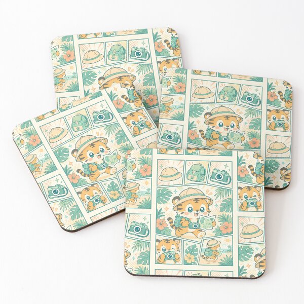 Item preview, Kawaii Tropical Explorer Tiger Cub Comic Panel designed and sold by Gift Phrase Studio.