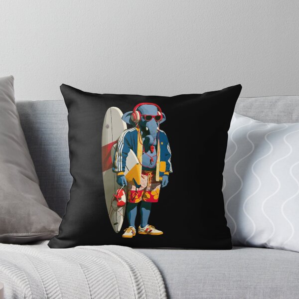 Item preview, Cool Blue Elephant Surfer Pop Art Streetwear designed and sold by PANNARUK THAILAND.