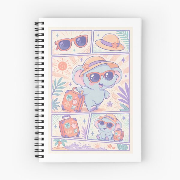 Item preview, Kawaii Traveling Elephant Vacation Comic Panel designed and sold by Gift Phrase Studio.