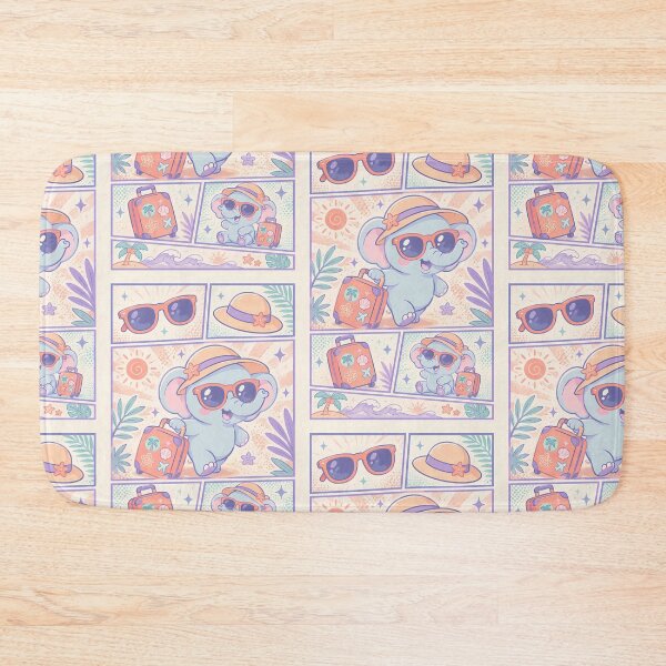 Item preview, Kawaii Traveling Elephant Vacation Comic Panel designed and sold by Gift Phrase Studio.