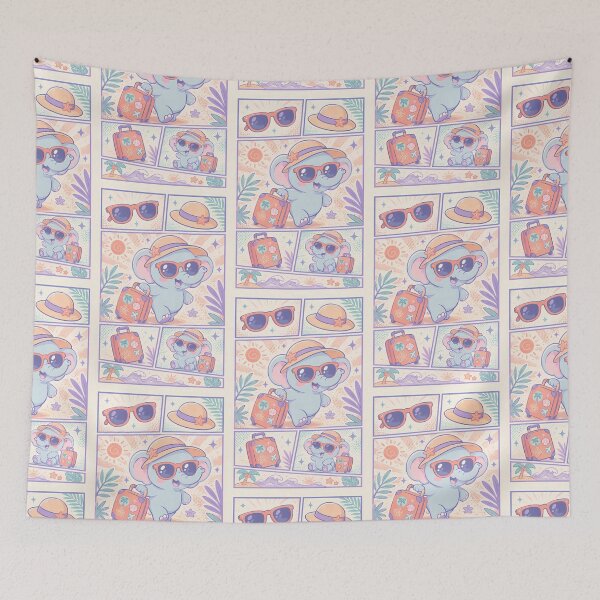 Item preview, Kawaii Traveling Elephant Vacation Comic Panel designed and sold by Gift Phrase Studio.