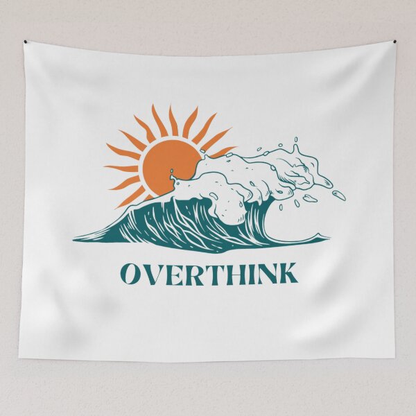 Item preview, Overthink Retro Ocean Wave Sunset Minimalist Typography designed and sold by Dream Weave Studio.