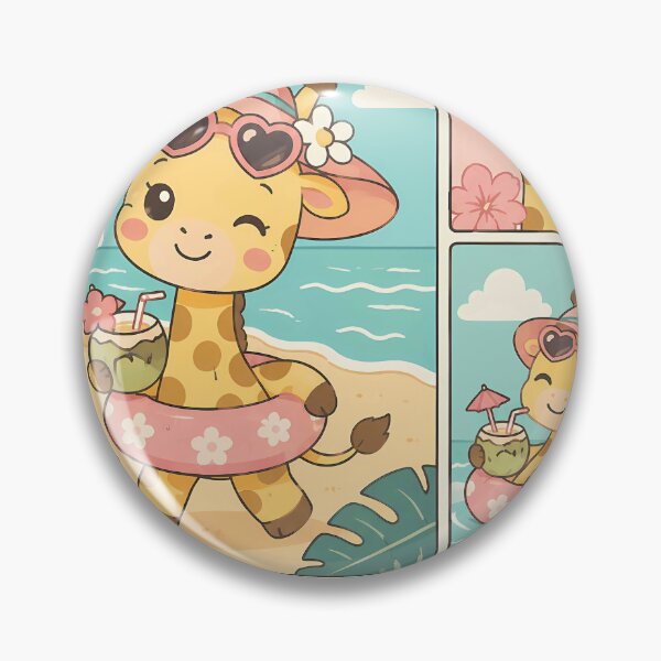 Item preview, Kawaii Beach Vacation Giraffe Comic Panel designed and sold by Gift Phrase Studio.