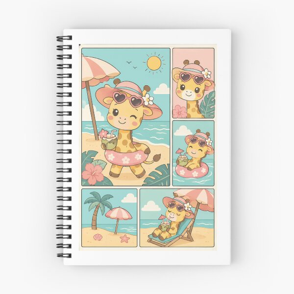 Item preview, Kawaii Beach Vacation Giraffe Comic Panel designed and sold by Gift Phrase Studio.
