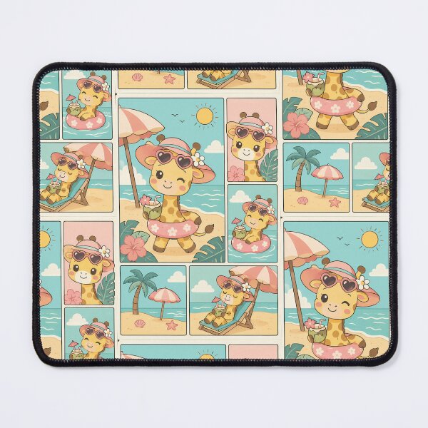 Item preview, Kawaii Beach Vacation Giraffe Comic Panel designed and sold by Gift Phrase Studio.