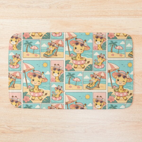 Item preview, Kawaii Beach Vacation Giraffe Comic Panel designed and sold by Gift Phrase Studio.