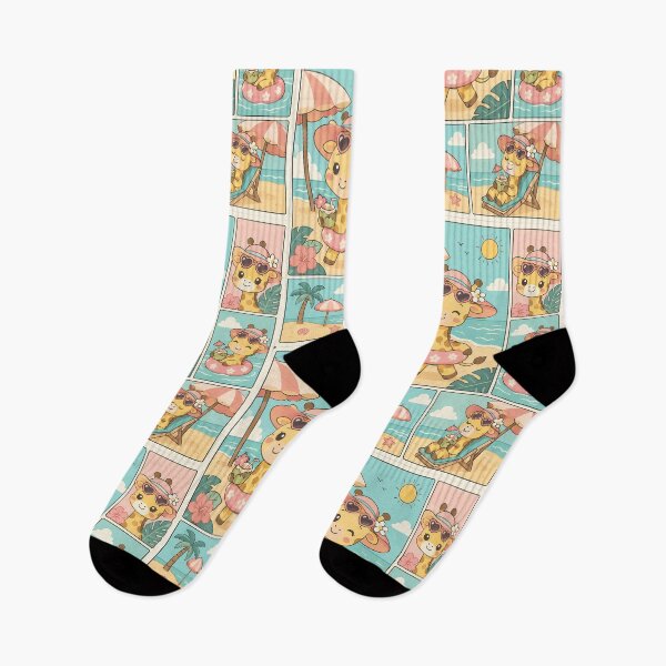 Item preview, Kawaii Beach Vacation Giraffe Comic Panel designed and sold by Gift Phrase Studio.