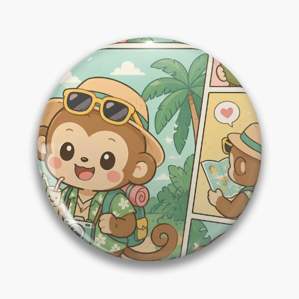 Item preview, Kawaii Tropical Monkey Vacation Comic Panel designed and sold by Gift Phrase Studio.