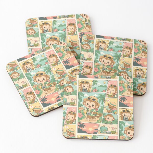 Item preview, Kawaii Tropical Monkey Vacation Comic Panel designed and sold by Magmashup.