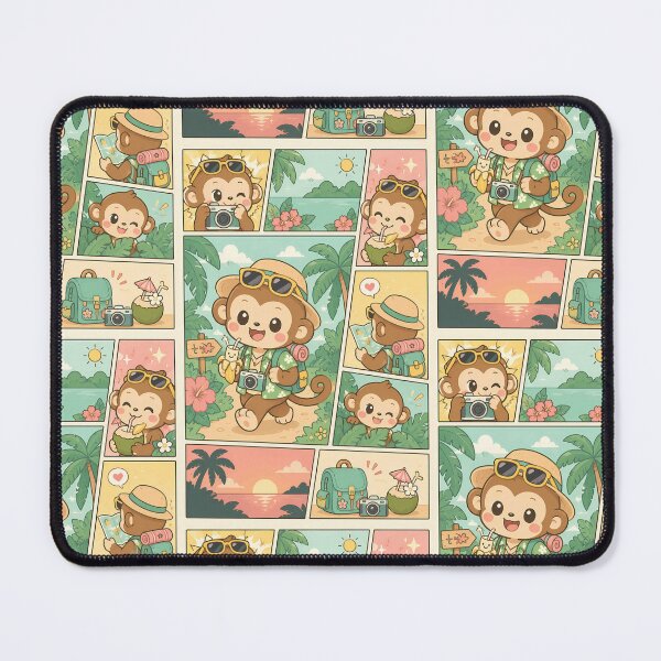 Item preview, Kawaii Tropical Monkey Vacation Comic Panel designed and sold by Gift Phrase Studio.