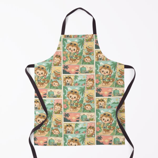 Item preview, Kawaii Tropical Monkey Vacation Comic Panel designed and sold by Gift Phrase Studio.
