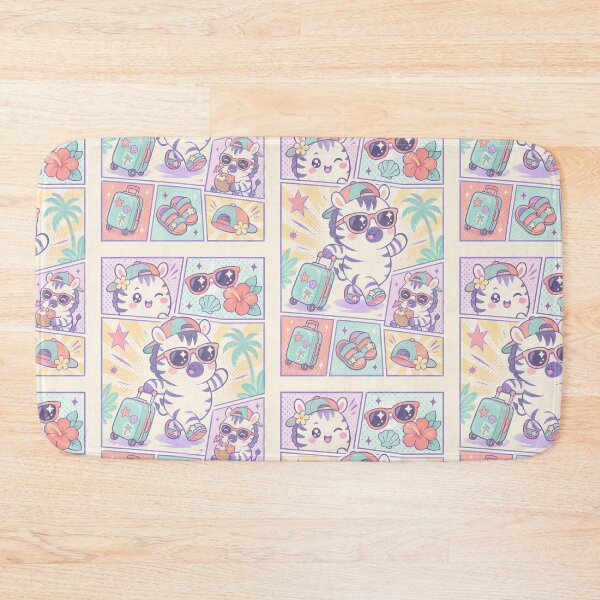 Item preview, Kawaii Summer Vacation Zebra Comic Panel designed and sold by Gift Phrase Studio.