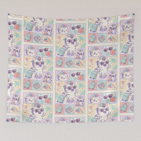 Item preview, Kawaii Summer Vacation Zebra Comic Panel designed and sold by Gift Phrase Studio.