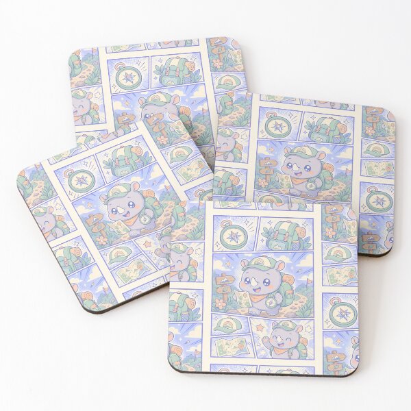 Item preview, Kawaii Adventure Rhino Explorer Comic Panel designed and sold by Gift Phrase Studio.