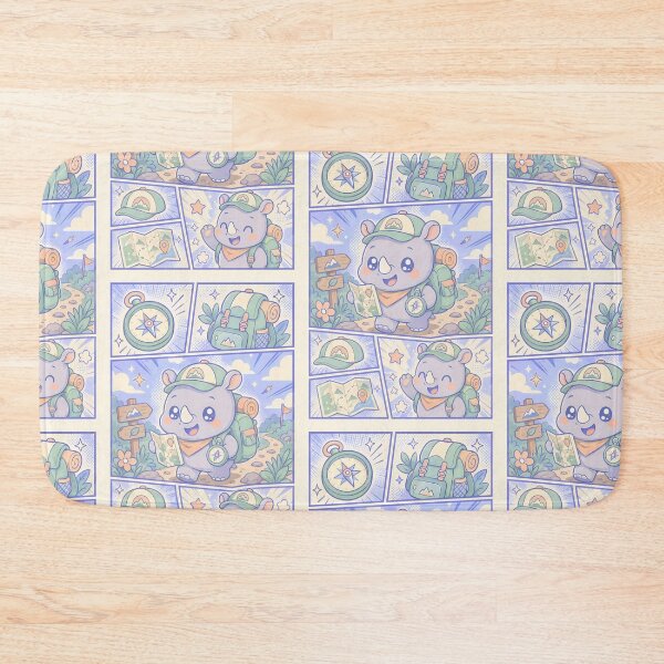 Item preview, Kawaii Adventure Rhino Explorer Comic Panel designed and sold by Magmashup.
