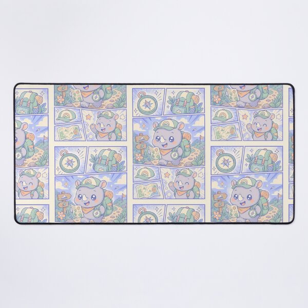 Item preview, Kawaii Adventure Rhino Explorer Comic Panel designed and sold by Gift Phrase Studio.