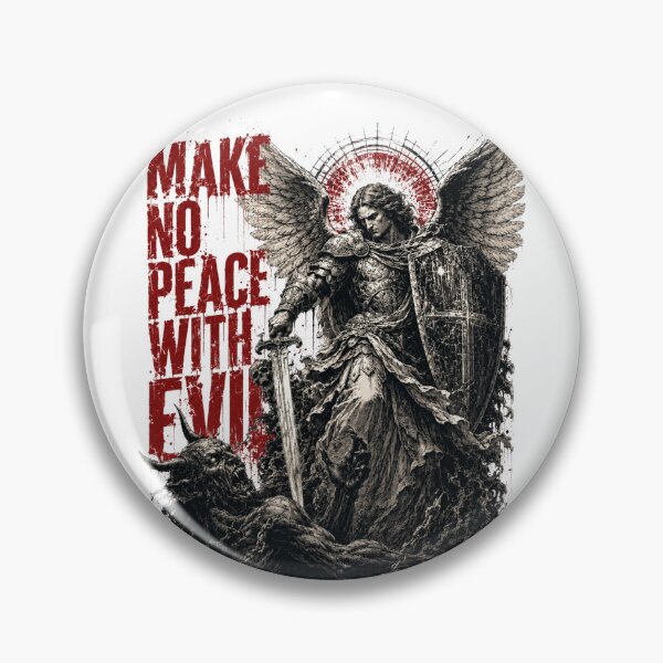 Item preview, Archangel Michael Make no Peace with Evil - Christian Metal Streetwear designed and sold by Blood Washed Apparel.