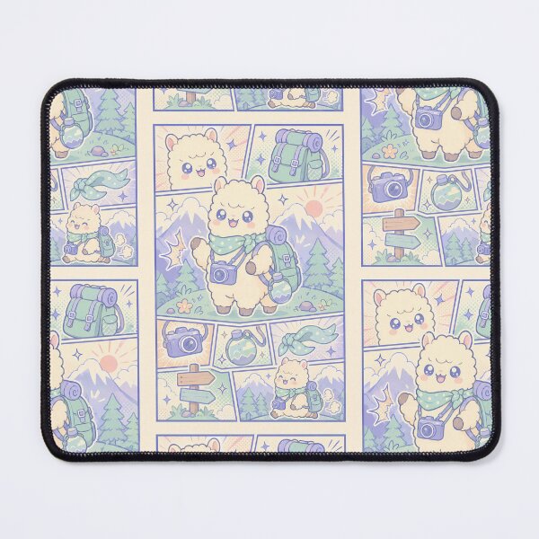 Item preview, Kawaii Mountain Traveler Alpaca Comic Panel designed and sold by Gift Phrase Studio.