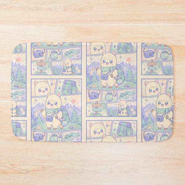 Item preview, Kawaii Mountain Traveler Alpaca Comic Panel designed and sold by Gift Phrase Studio.