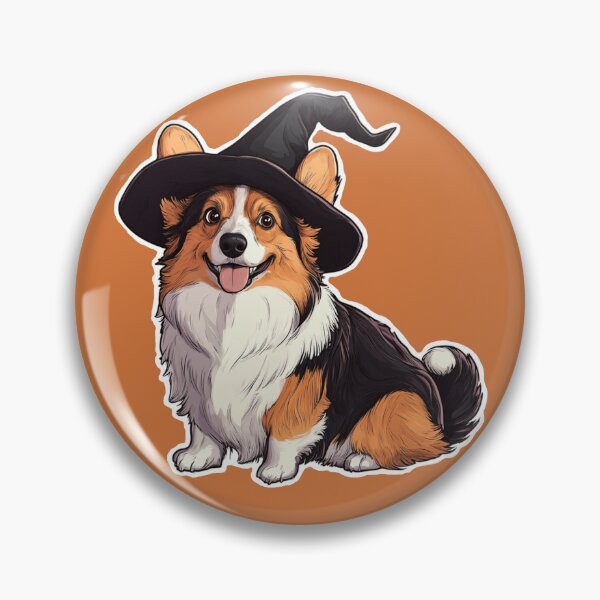 Item preview, witch hat corgi designed and sold by HauntedEmporium.