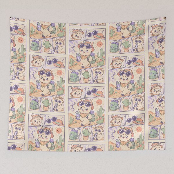 Item preview, Kawaii Desert Traveler Llama Comic Panel designed and sold by Gift Phrase Studio.