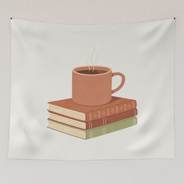 Item preview, Cozy Book and Coffee Warm Aesthetic Illustration designed and sold by NDstudio.