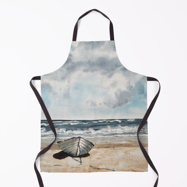 Item preview, Lonely Boat by the Sea Watercolor Landscape designed and sold by RobynPeckArt.