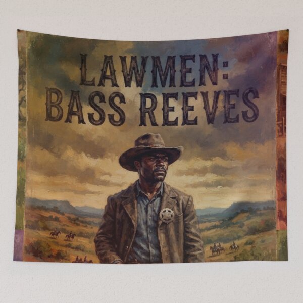 Item preview, Lawmen: Bass Reeves Retro Western Frontier Action Tribute Art Poster designed and sold by Art's Diner.