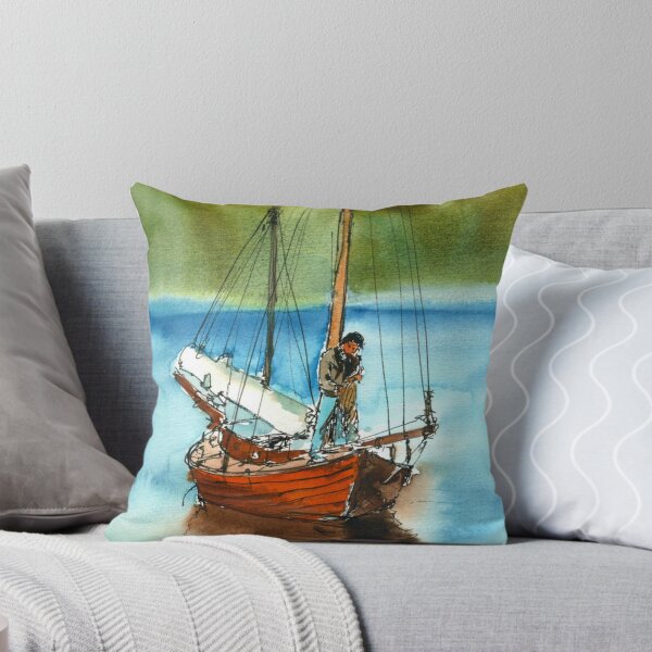 Item preview, Classic Sailboat Watercolor on Calm Lake designed and sold by RobynPeckArt.