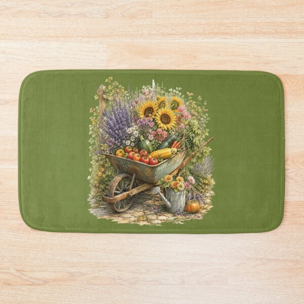 Item preview, Harvest Garden Wheelbarrow Watercolor – Cottage Garden Botanical Farmhouse Art designed and sold by MagicMakerPh.